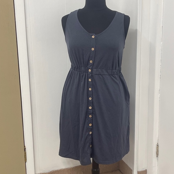 Women’s Sleeveless Button Front Dress Gray Size XL Elastic Waist Casual Summer - Picture 1 of 4